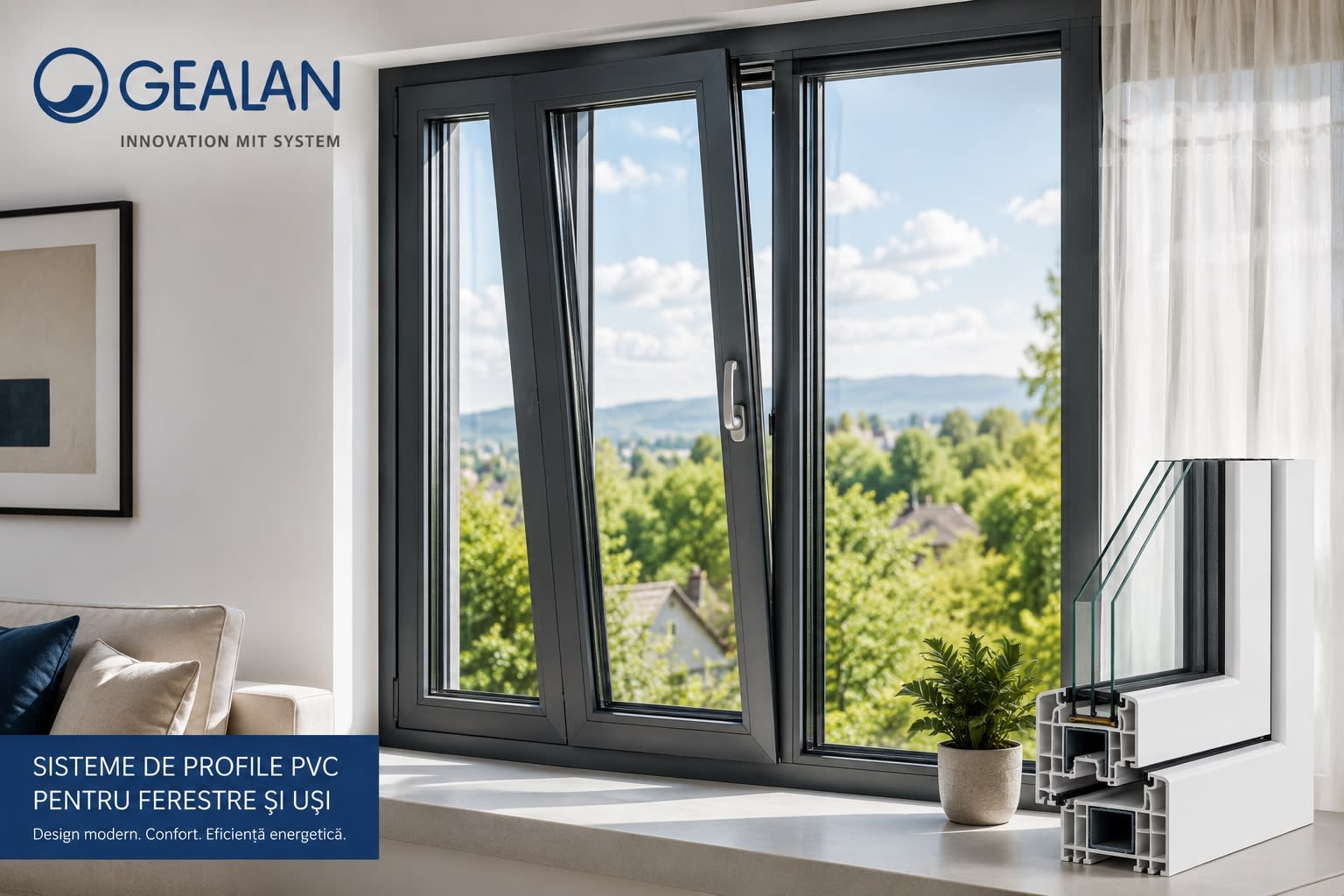 Ferestre termopan GEALAN, profile PVC, izolare și siguranță Ferestre termopan GEALAN, profile PVC, izolare și siguranță