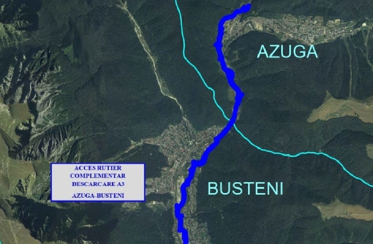 Șosea de munte cu poduri și viaducte în construcție, Valea Prahovei Șosea de munte cu poduri și viaducte în construcție, Valea Prahovei