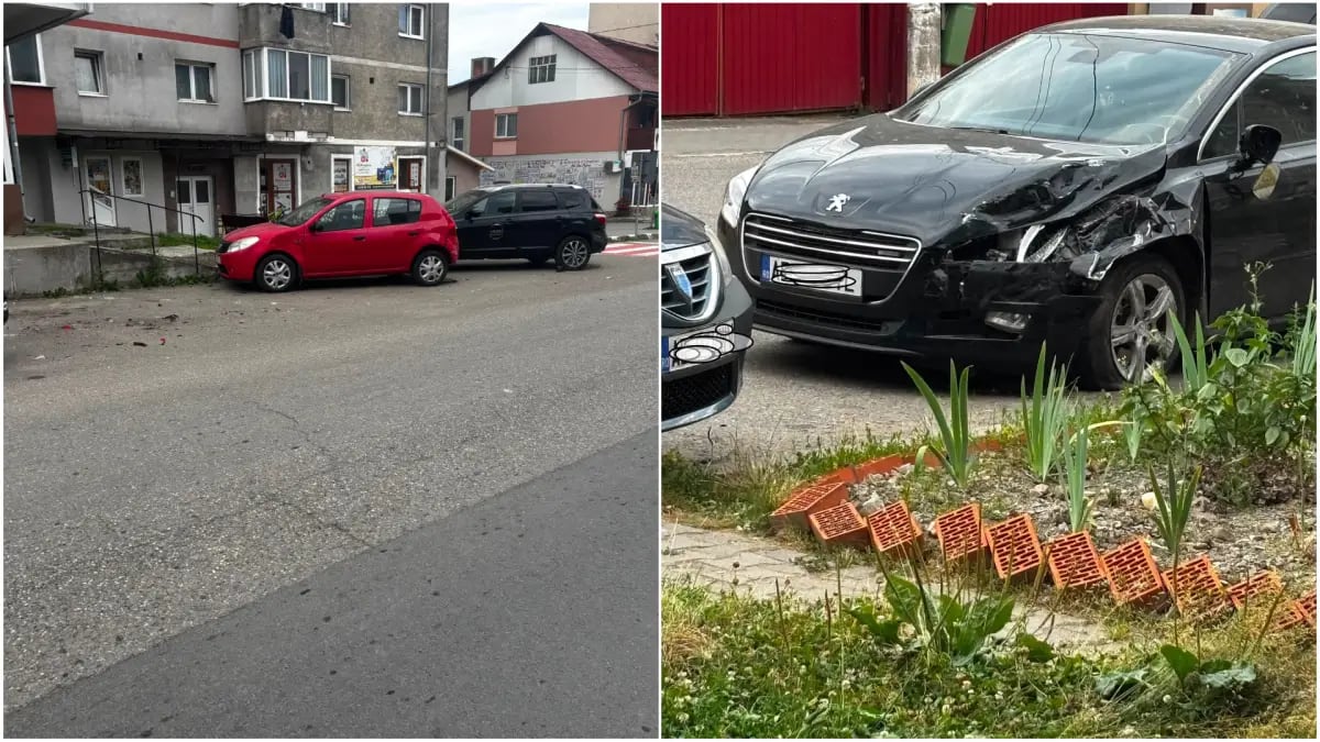 Mașini avariate după accident în Abrud, poliție și martori Mașini avariate după accident în Abrud, poliție și martori