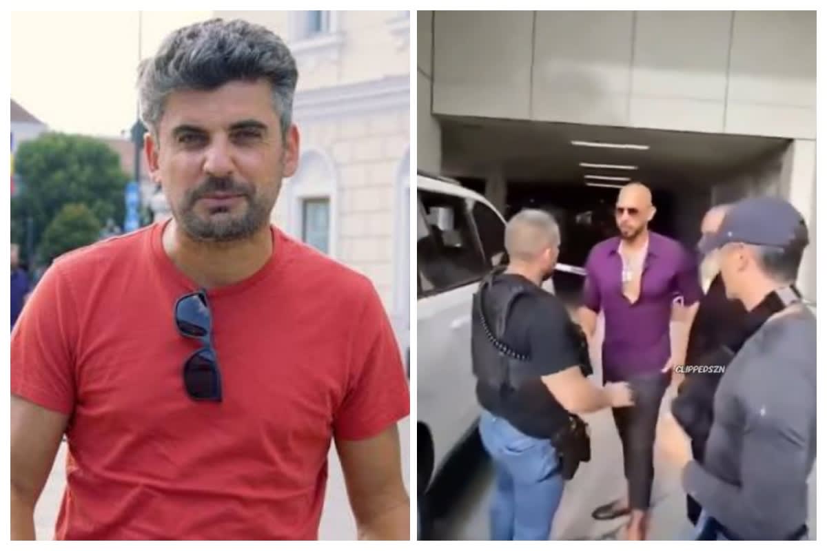 Actorul Bob Rădulescu în timpul comentariului umoristic despre frații Tate Actorul Bob Rădulescu în timpul comentariului umoristic despre frații Tate