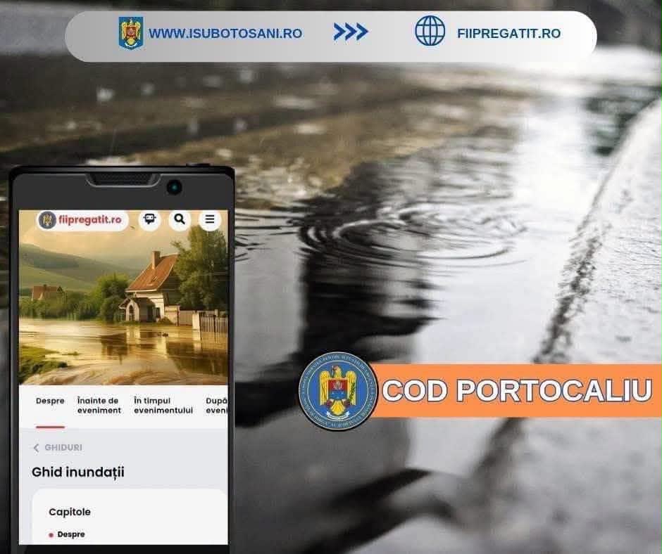 Avertizare COD PORTOCALIU în Botoșani: Averse torențiale și vijelii puternice, măsuri de siguranță recomandate Avertizare COD PORTOCALIU în Botoșani: Averse torențiale și vijelii puternice, măsuri de siguranță recomandate