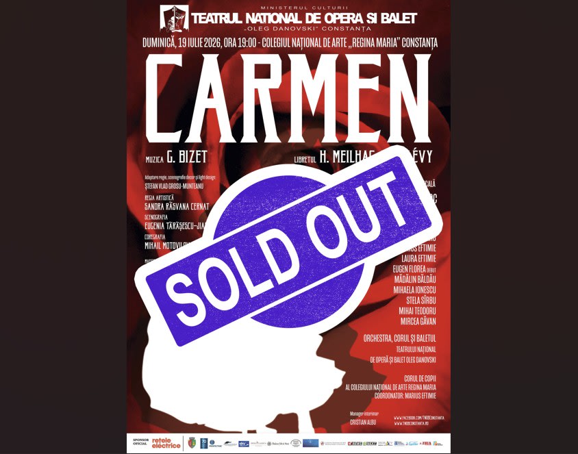 Spectacol de operă Carmen la Constanța, scena cu artiști pe scenă