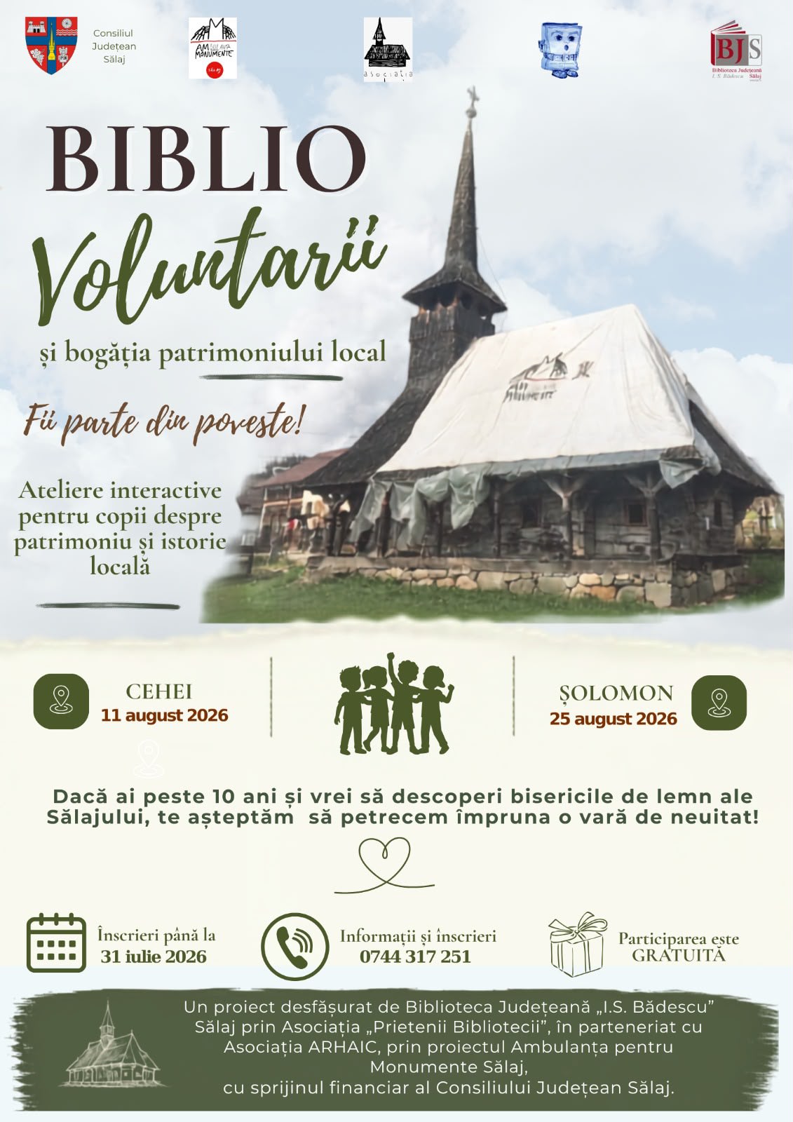 Copii participând la atelier de patrimoniu cultural în Sălaj