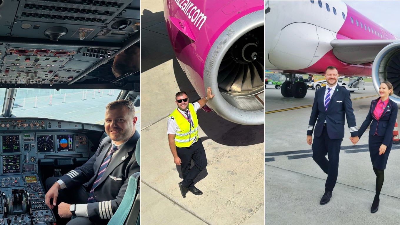 Pilot Wizz Air în cockpit