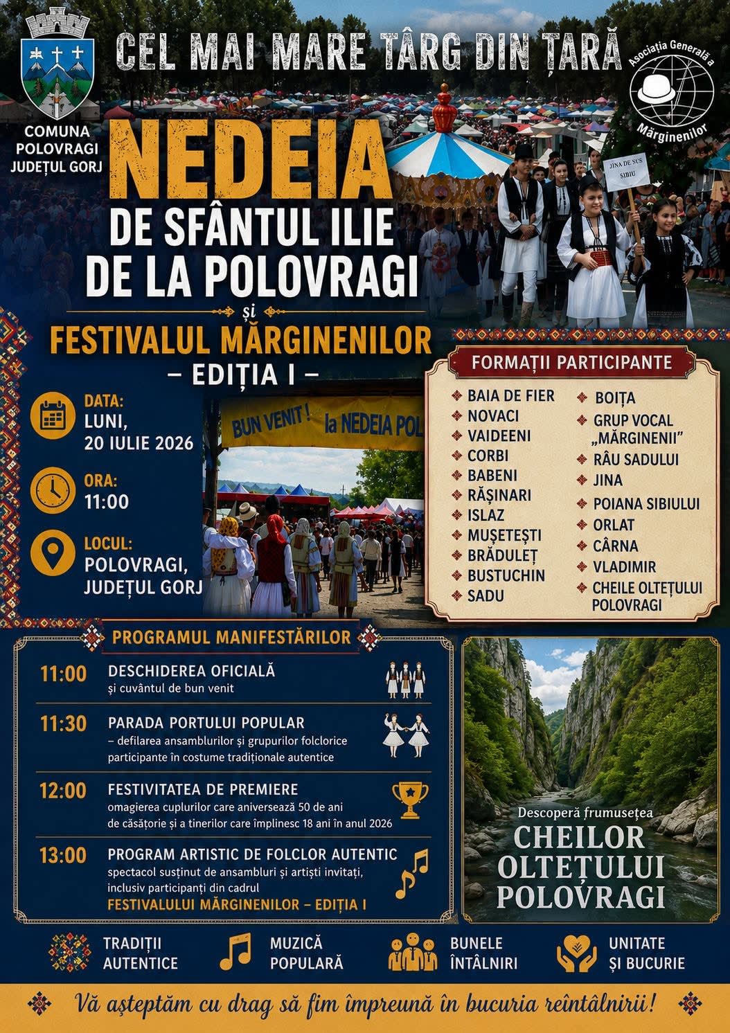 Ansambluri folclorice în costume tradiționale la Polovragi Ansambluri folclorice în costume tradiționale la Polovragi