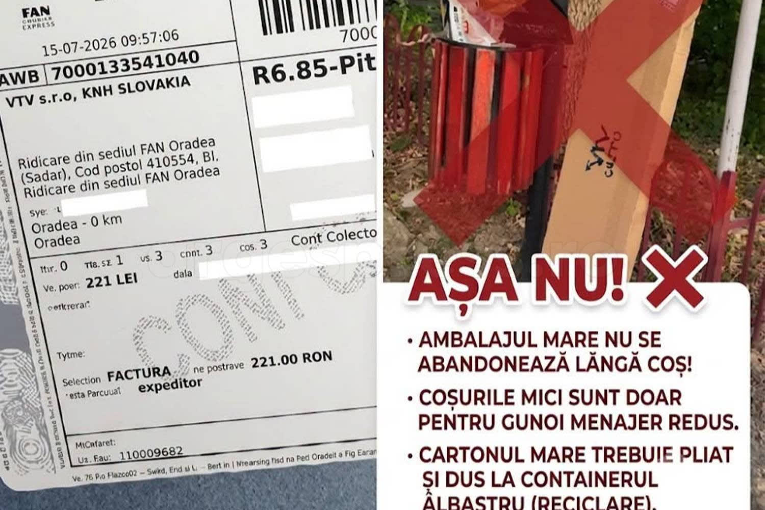 Coș stradal plin cu deșeuri în Mioveni Coș stradal plin cu deșeuri în Mioveni