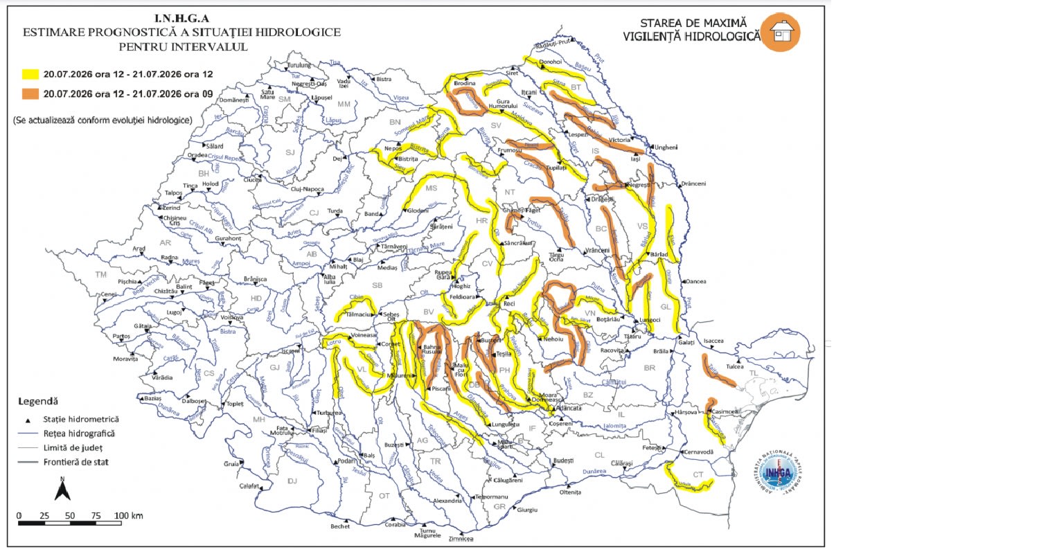 Hidrologi și pompieri în acțiune în Prahova, avertizare de inundații