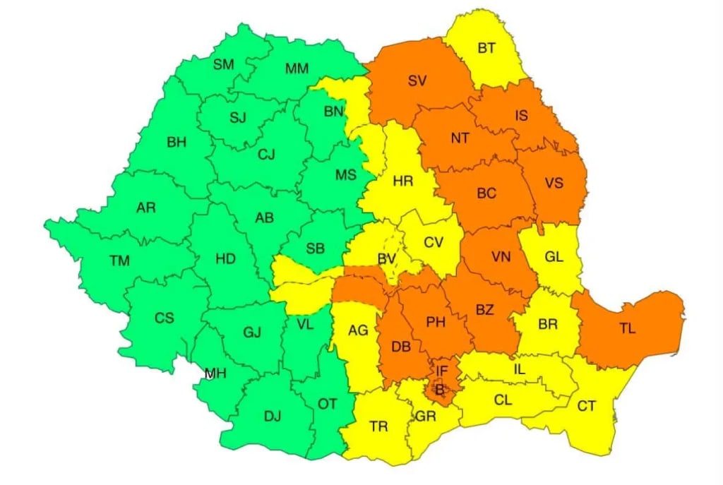 Vijelie și ploaie torențială în Buzău, furtună cu vânt puternic