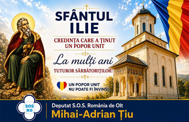 Mihai Țiu transmite mesaj de Sfântul Ilie, simbol al credinței și unității naționale Mihai Țiu transmite mesaj de Sfântul Ilie, simbol al credinței și unității naționale
