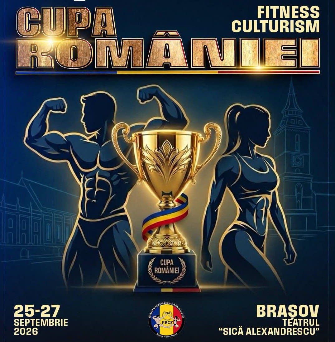 Sportivi în competiție de culturism și fitness la Brașov