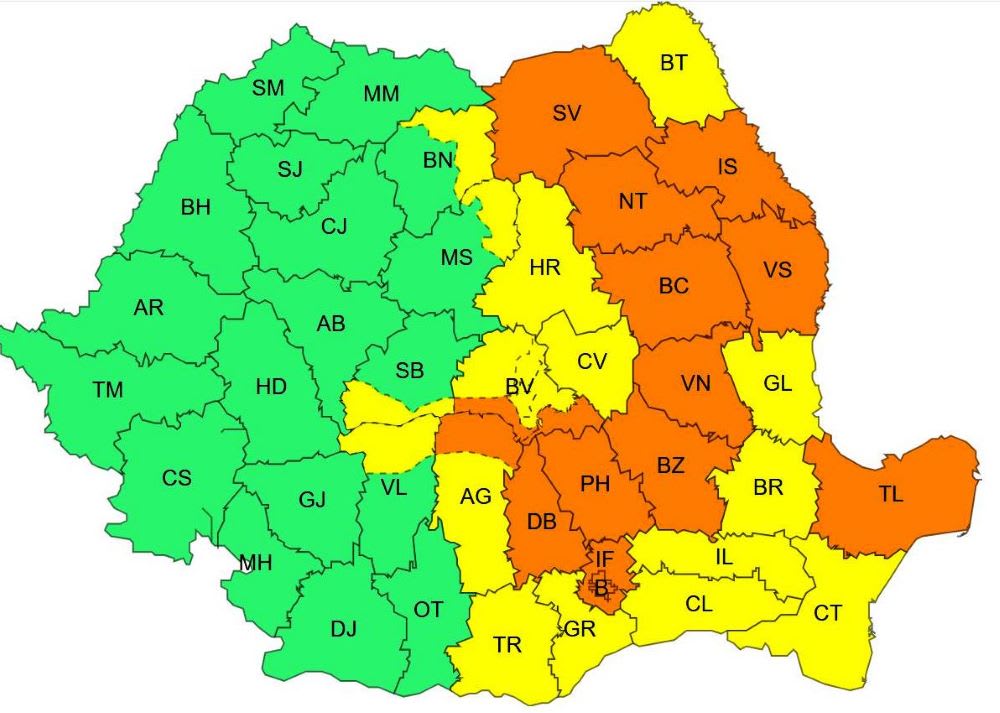 Vijelie și ploi torențiale în Vrancea, România