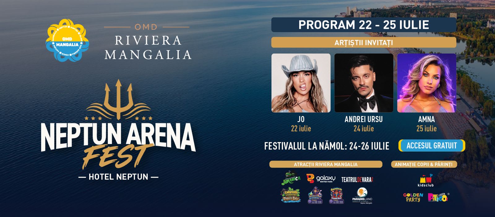 Scene cu artiști și public la Neptun Arena Fest, Riviera Mangalia Scene cu artiști și public la Neptun Arena Fest, Riviera Mangalia