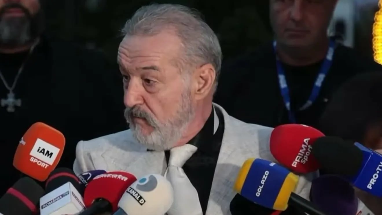 Gigi Becali în fața unei păduri din România Gigi Becali în fața unei păduri din România