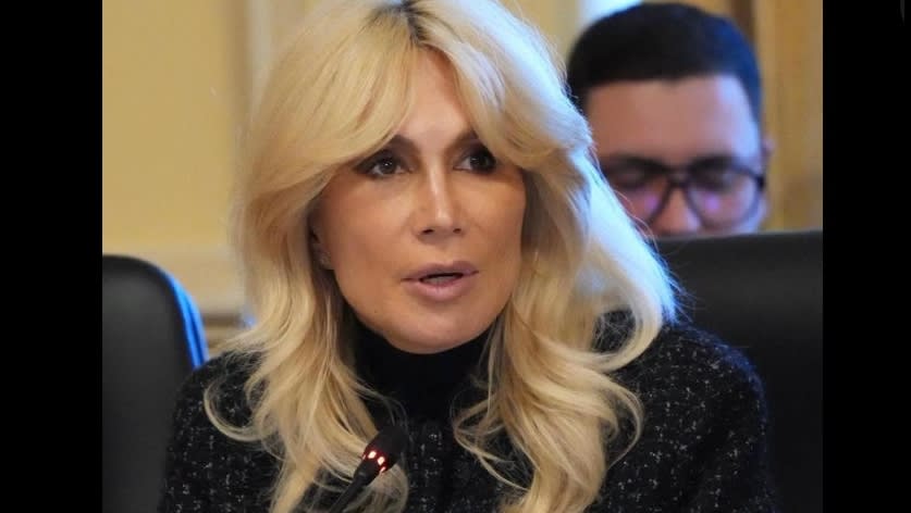 Raluca Turcan la o conferință de presă Raluca Turcan la o conferință de presă