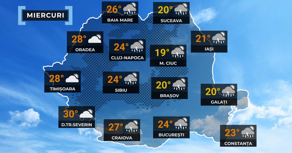 Vânt puternic și ploi torențiale peste o zonă montană din România