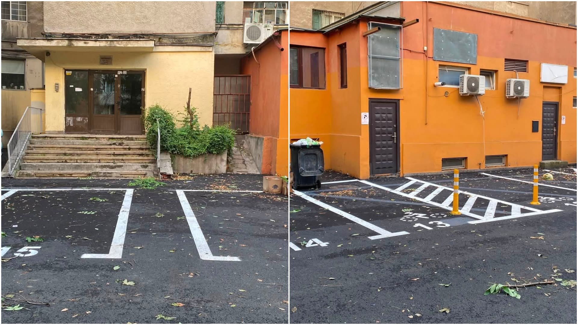 Parcare în fața unui bloc din Tineretului