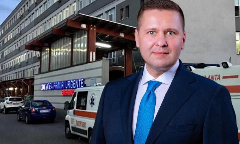Corneliu Ștefan în discurs, spital Târgoviște, protest personal medical
