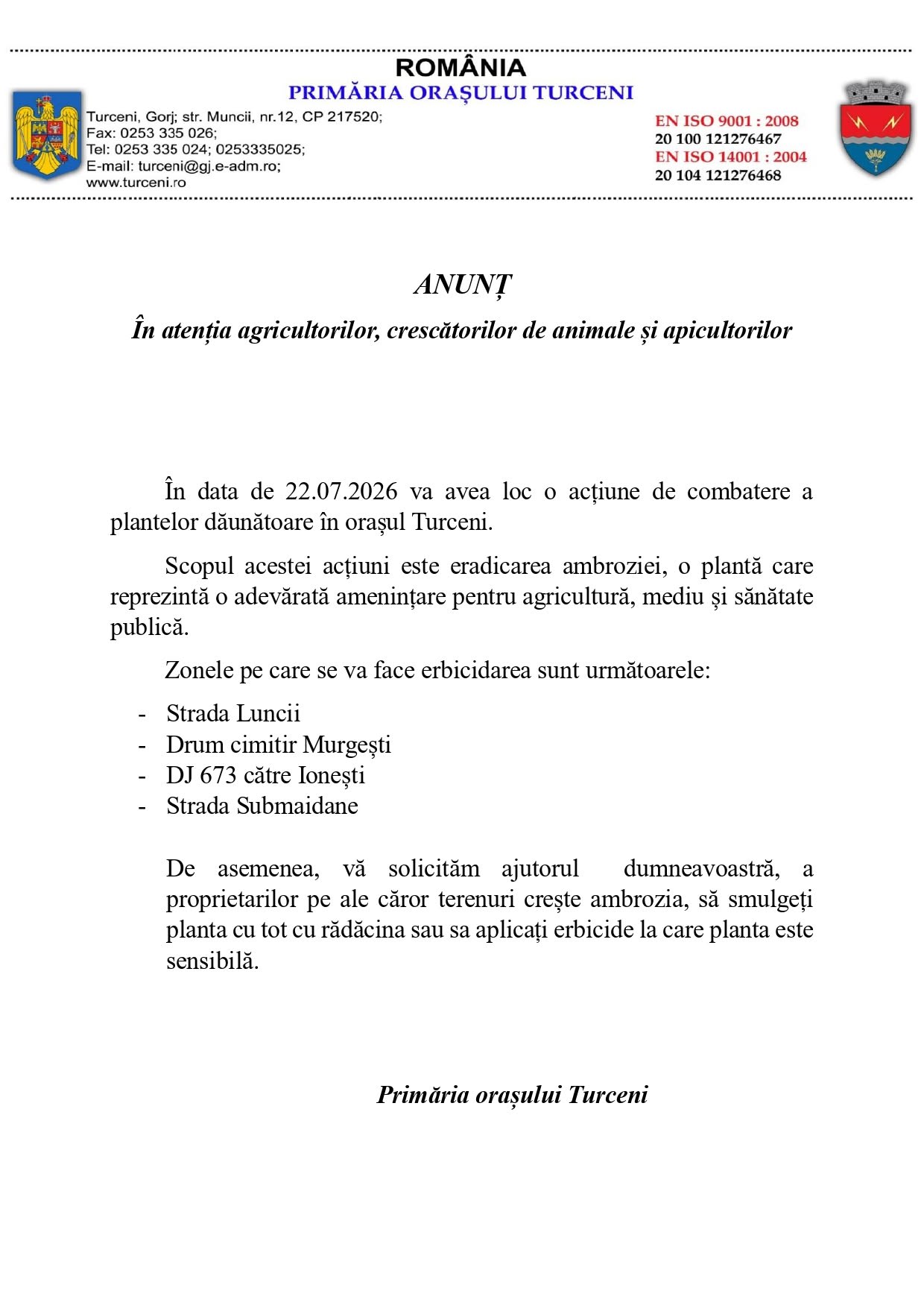 Echipament de erbicidare în acțiune pe strada Luncii din Turceni Echipament de erbicidare în acțiune pe strada Luncii din Turceni