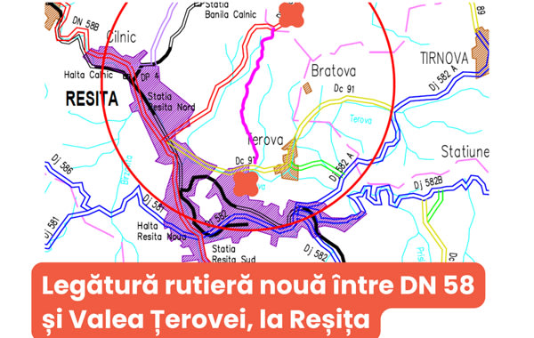 Constructori lucrând pe șantierul din Reșița pentru proiectul rutier DN58