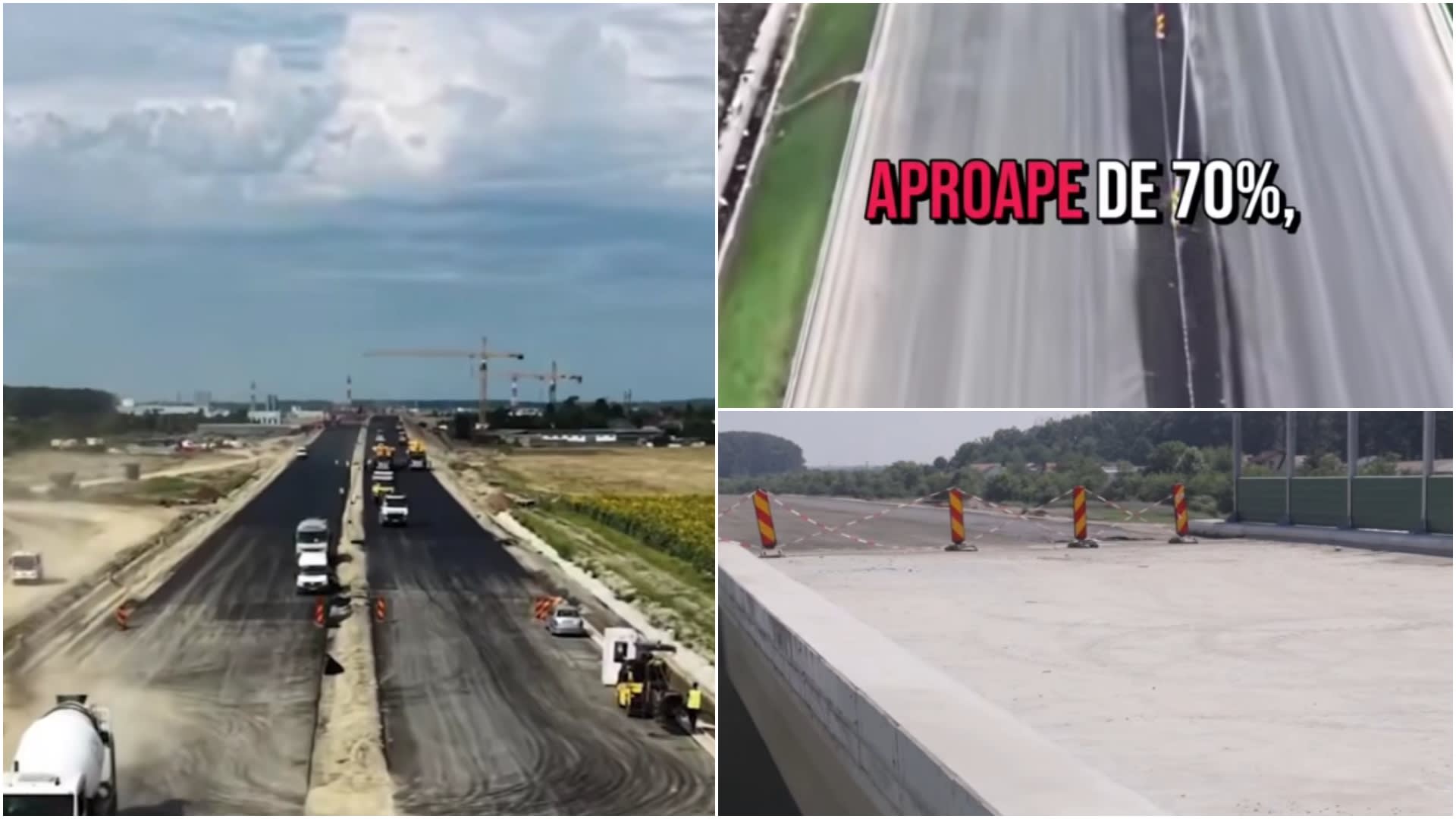 Șantier autostradă București A0 Nord, muncitori și utilaje în acțiune