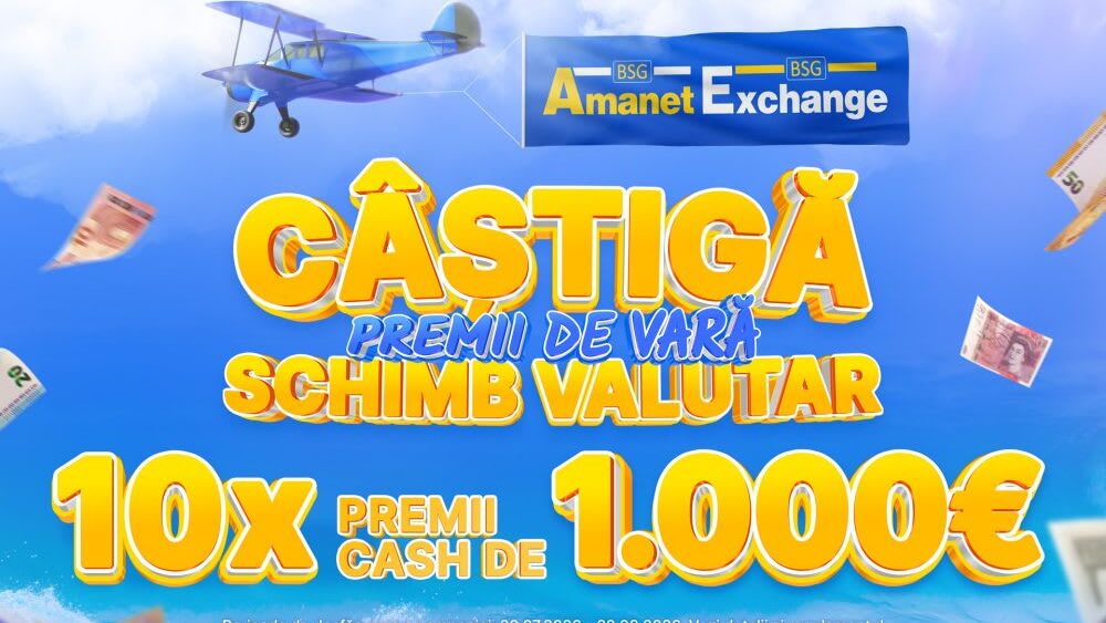 Clienți schimbând valută în agenție BSG Amanet România