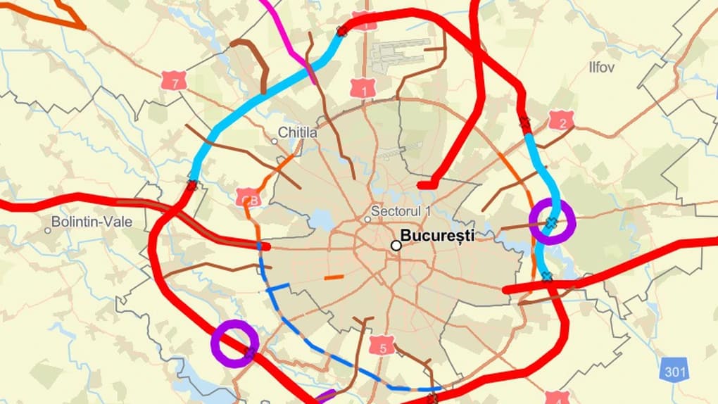 Lucrări de construcție pe autostrada A0 Nord în zona Corbeanca-Mogoșoaia
