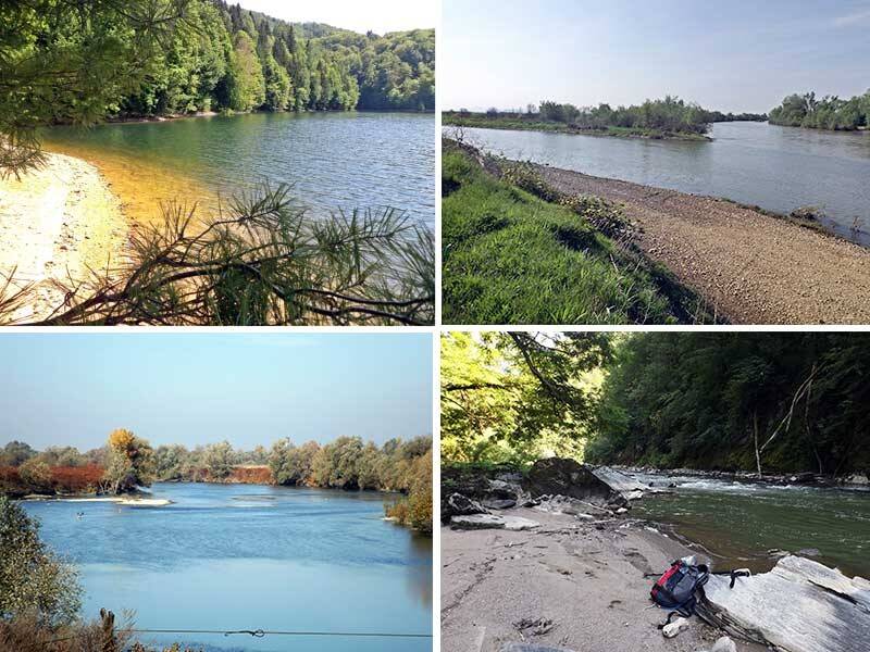 Plajă naturală pe malul râului Vișeu în Maramureș