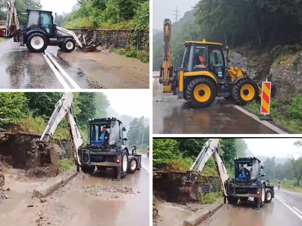 Echipaje de intervenție pe drumuri în timpul furtunii în Vâlcea