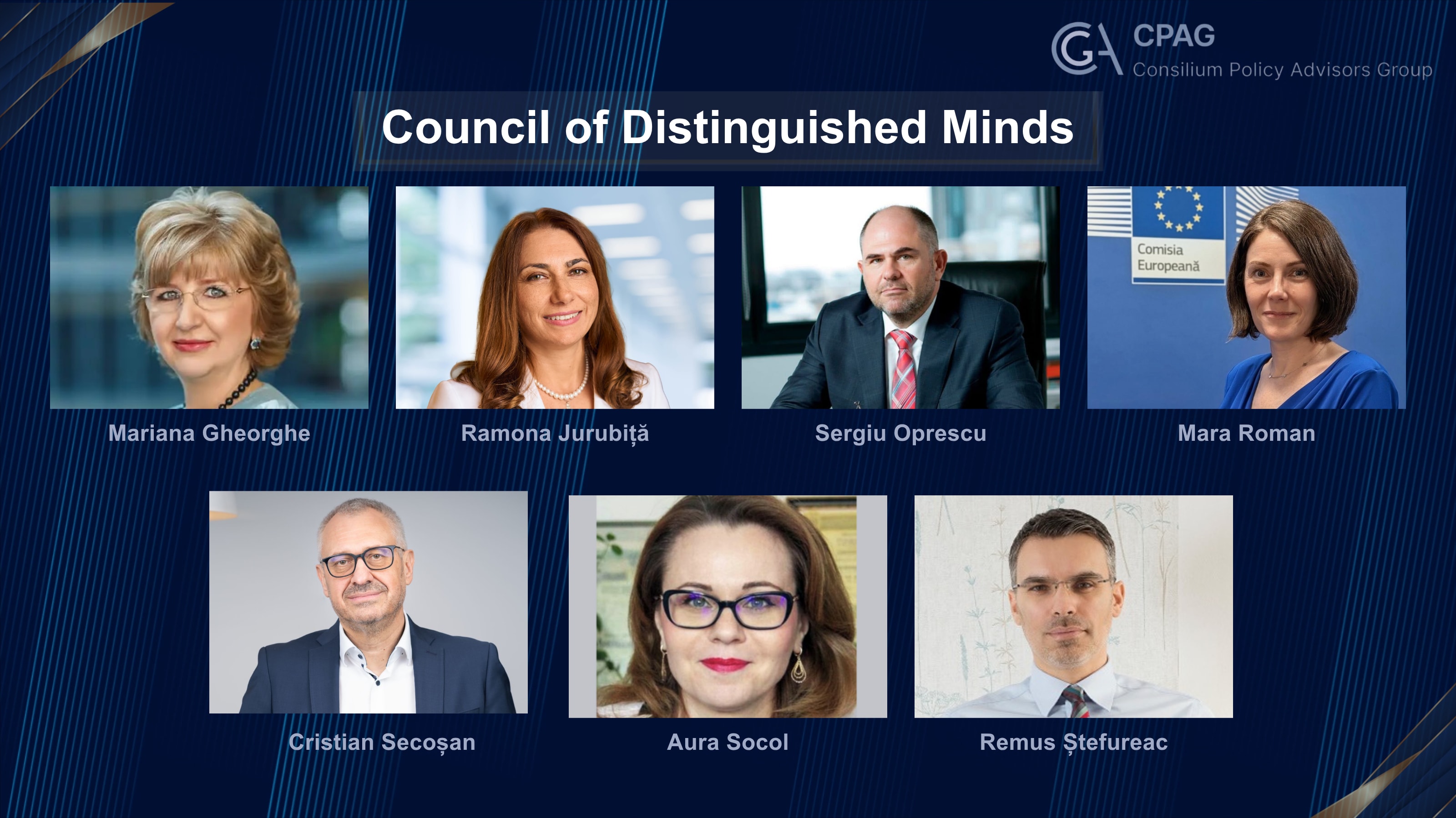 Membri ai Council of Distinguished Minds discuție în sală
