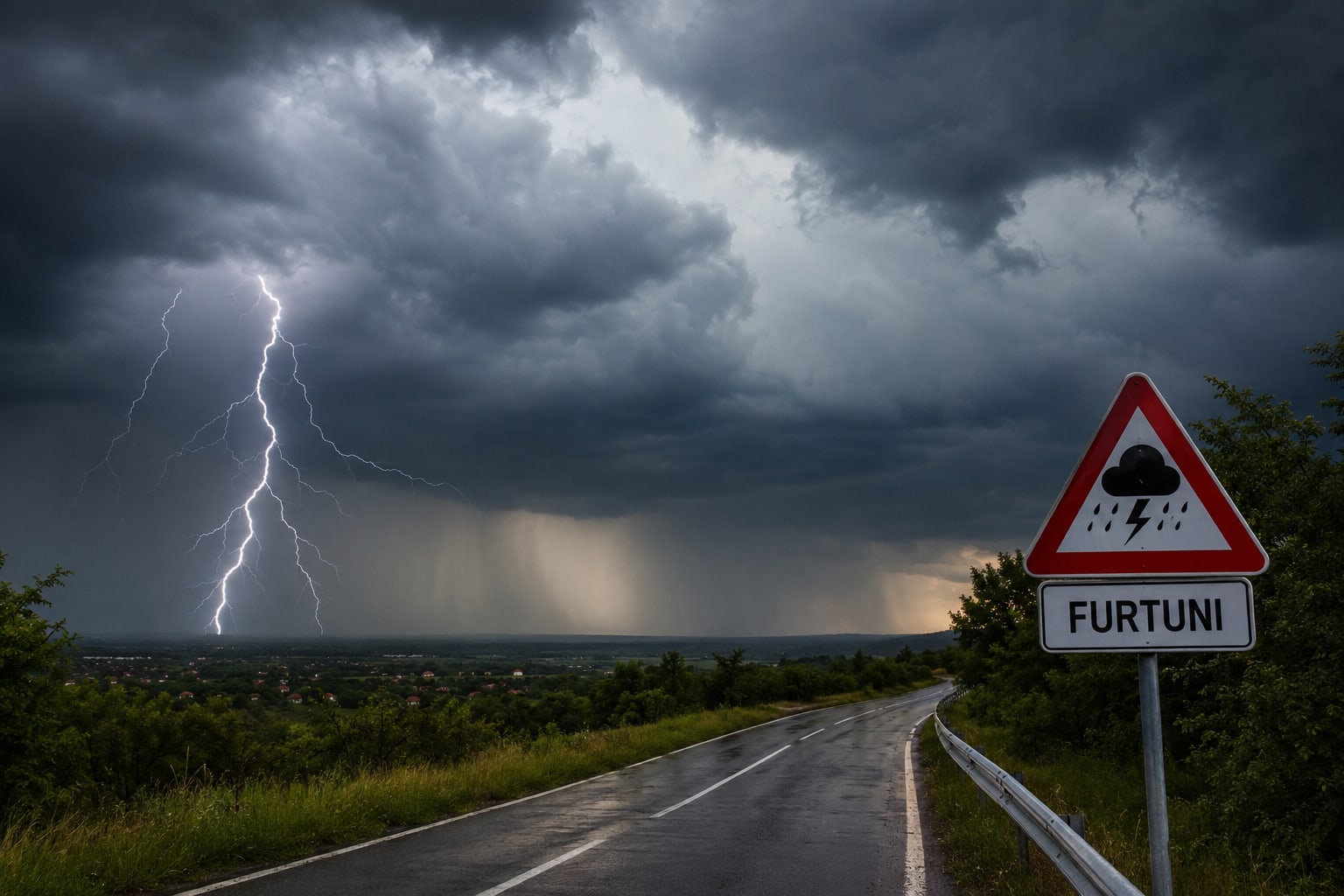 Vânt puternic și ploi torențiale în Oltenia, România