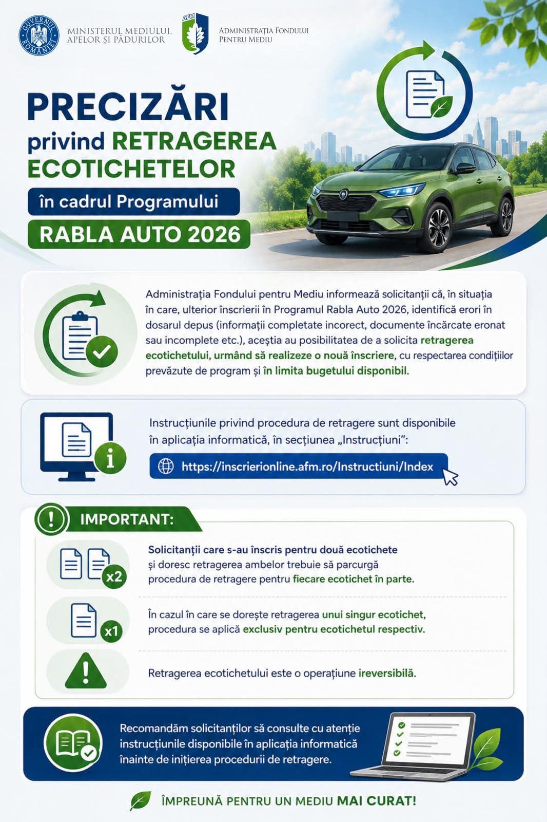 Procedură de retragere ecotichet în platforma AFM