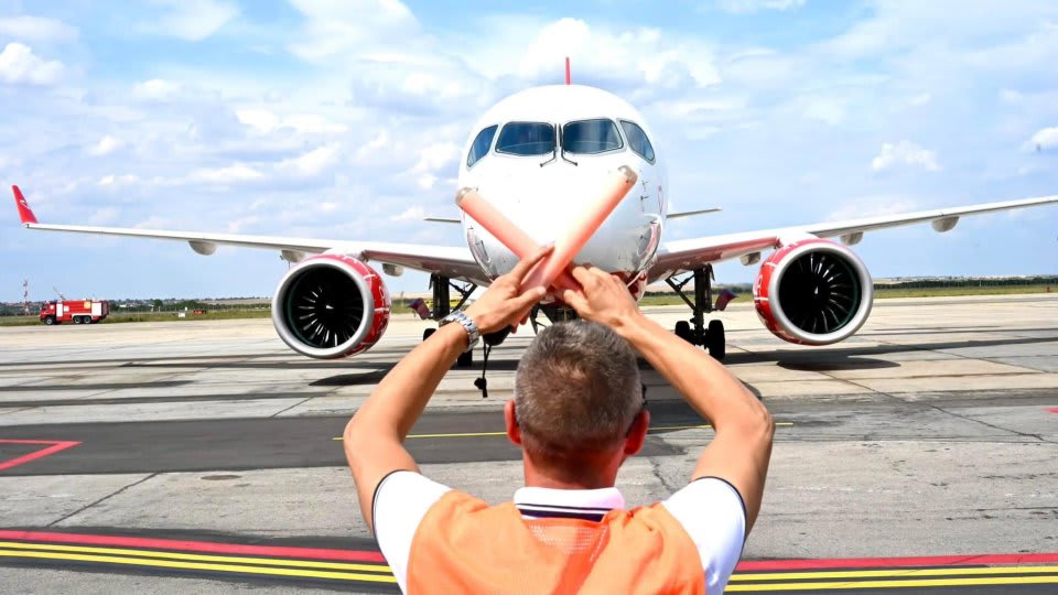 Aeroportul Timișoara în timpul lucrărilor de reparație la pistă