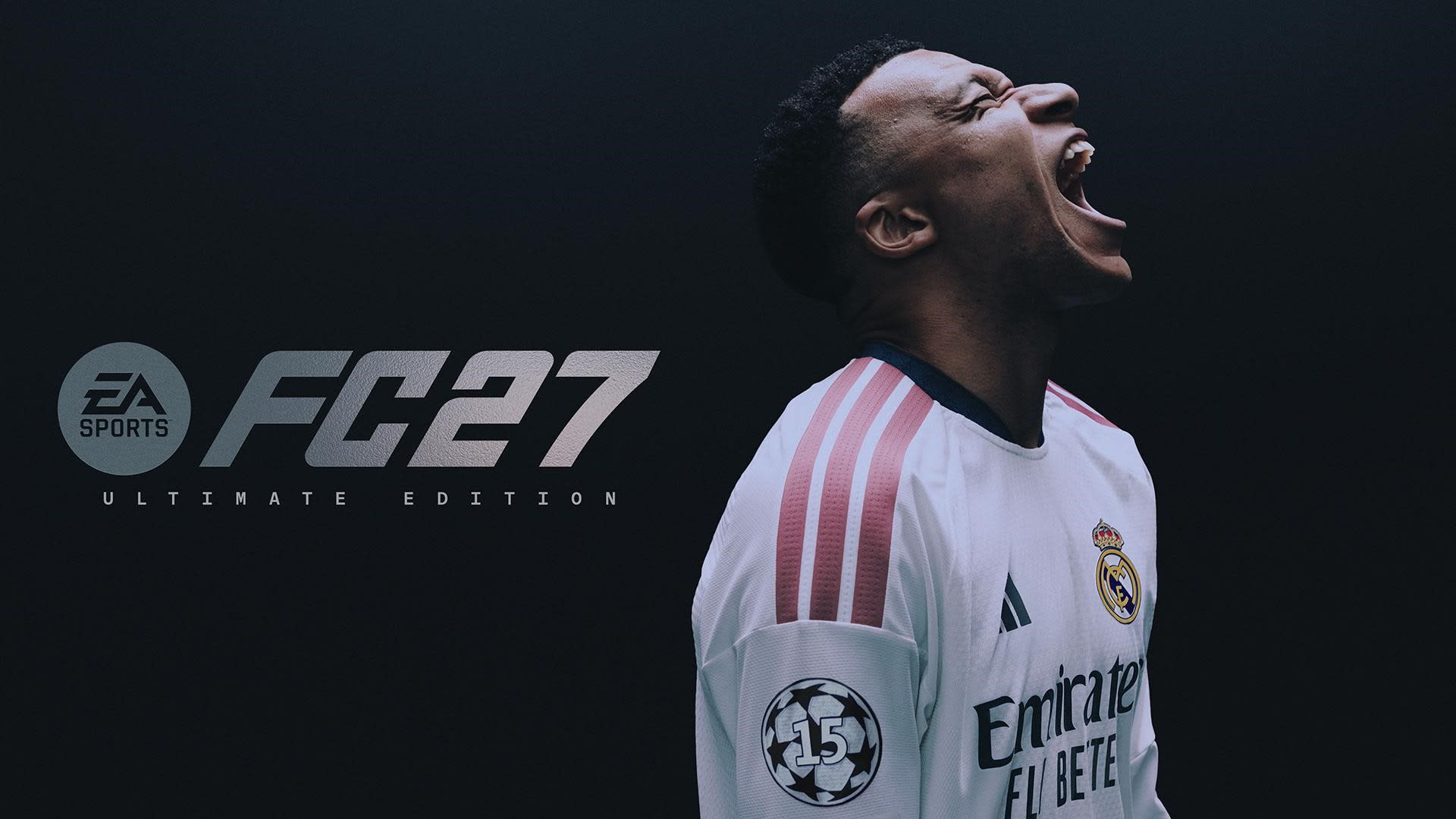Kylian Mbappe în tricoul Real Madrid, pe coperta EA SPORTS FC 27