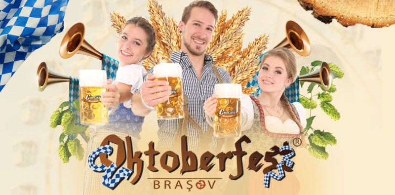 Festival Oktoberfest Brașov 2026, oameni în costum tradițional bavarez, bere, muzică, parade