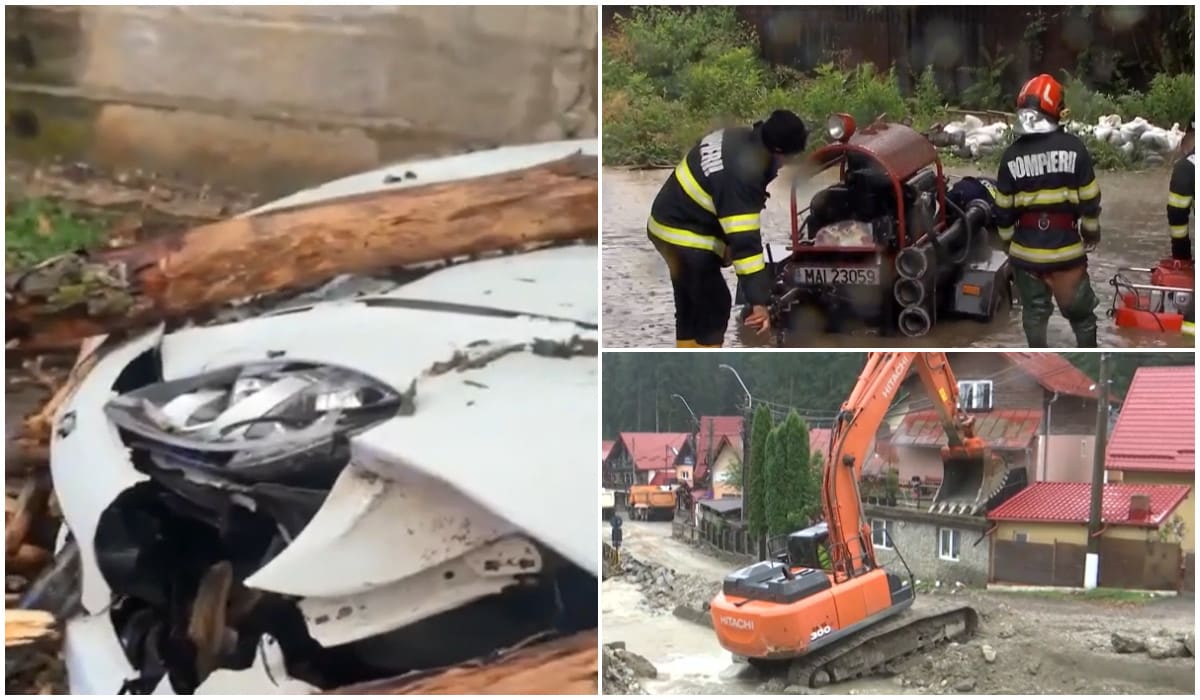 Inundație în Prahova, case inundate, pompieri intervenind