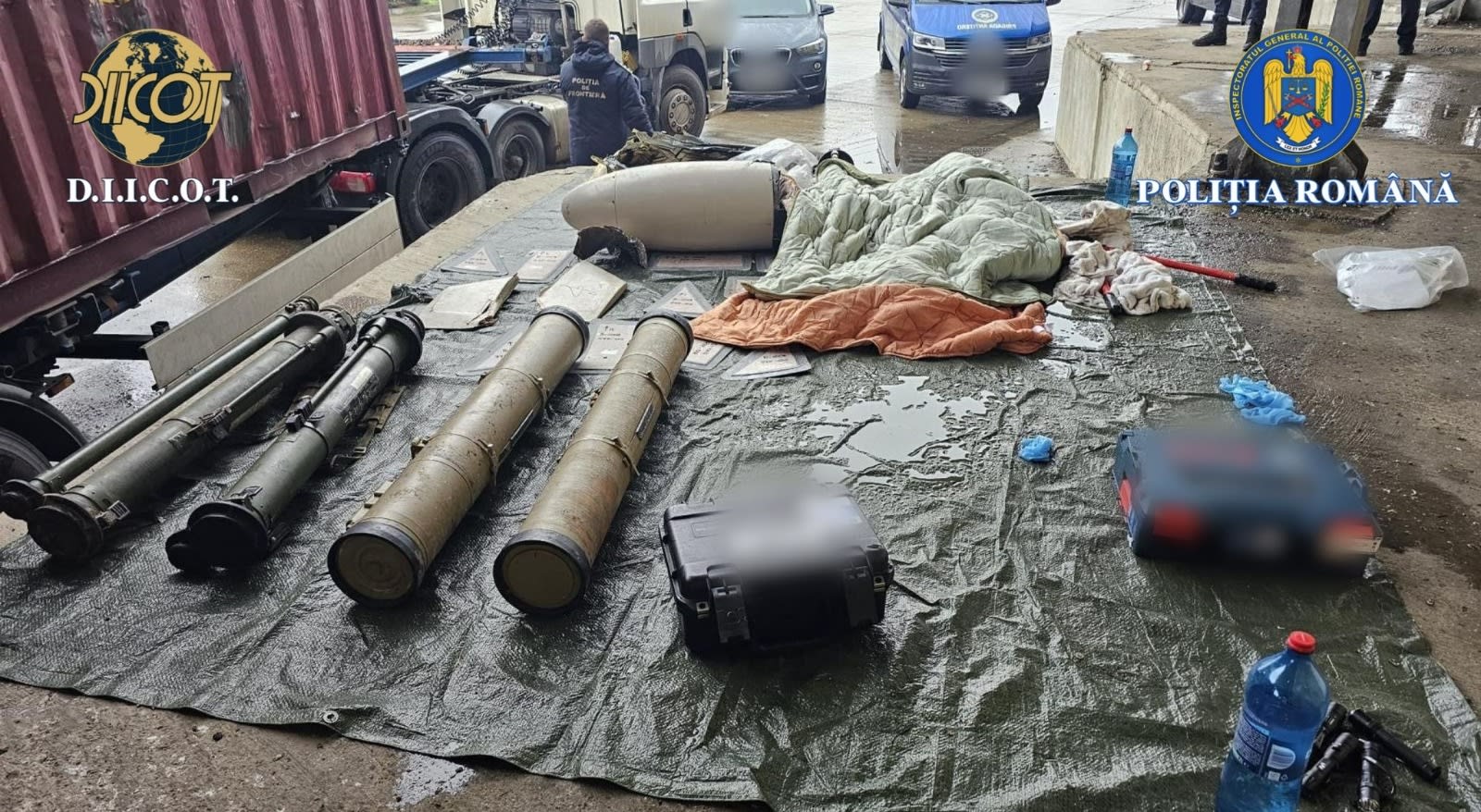Camion cu armament descoperit la Albița, componente militare și muniții