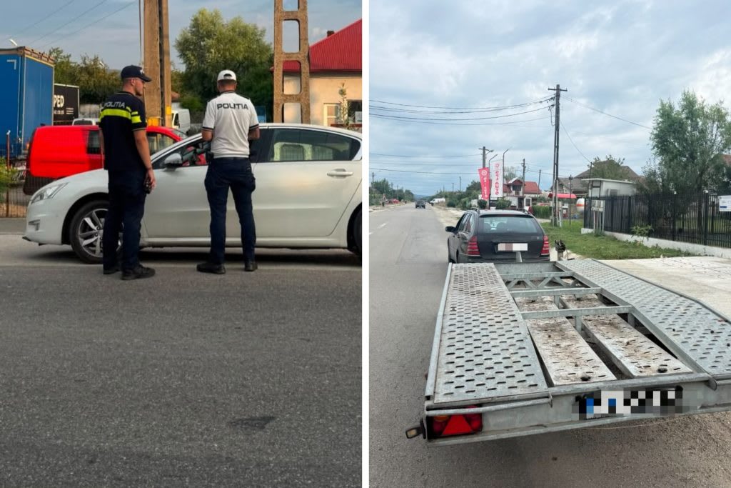 Polițiști rutieri depistând șoferi fără permis în Vâlcea