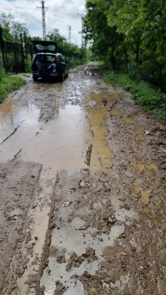 Inundații în sat cu drumuri spălate și gospodării inundate