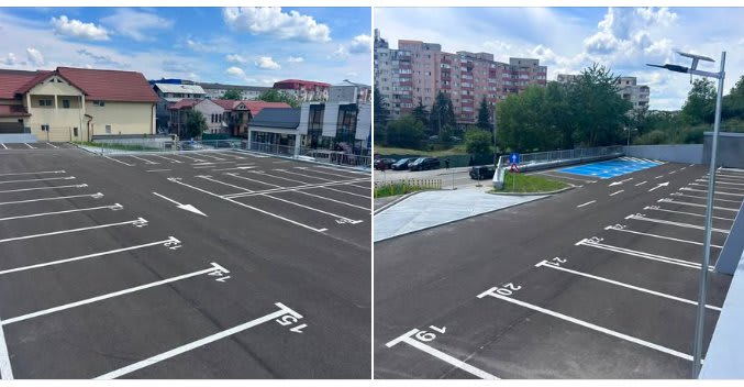 Noua parcare din Dej cu 65 de locuri, situată pe strada Dobrogeanu Gherea