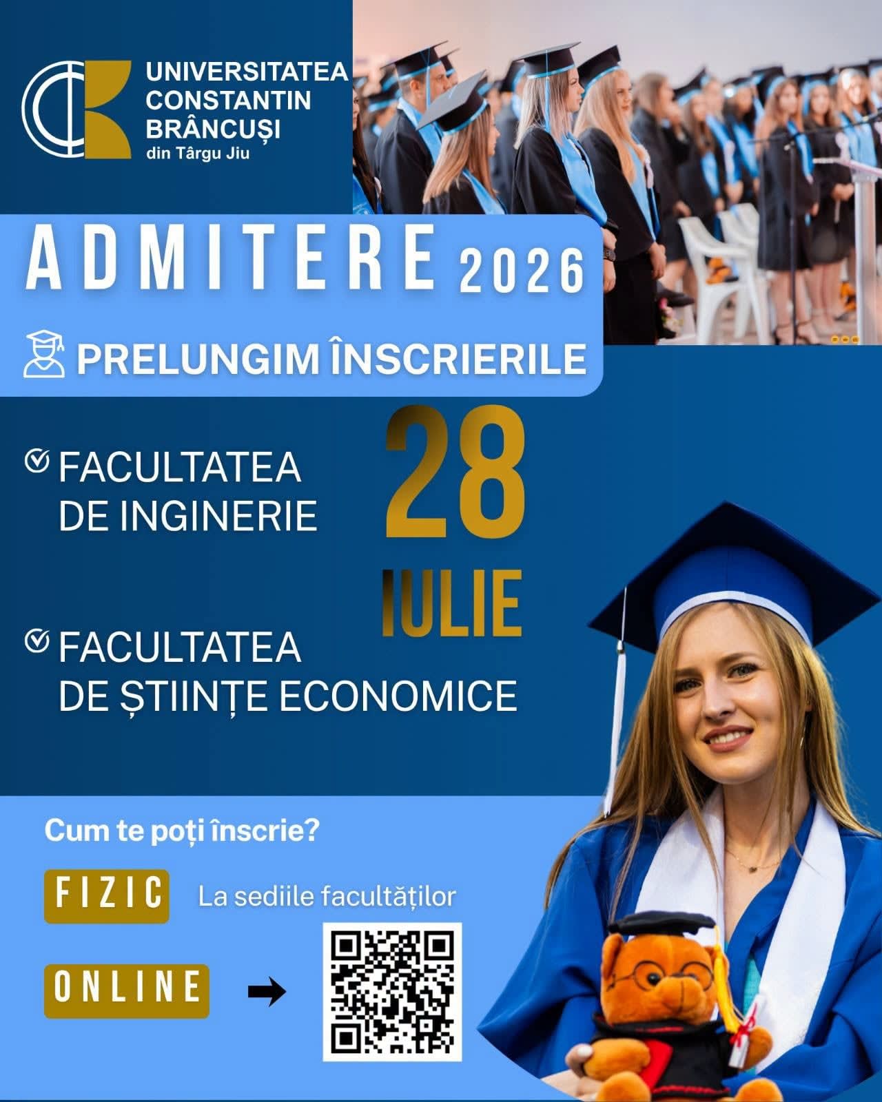 Studenți în campus universitar Târgu Jiu