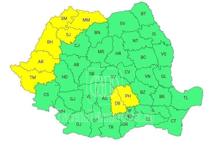 Vânt puternic și ploaie torențială în județul Dâmbovița