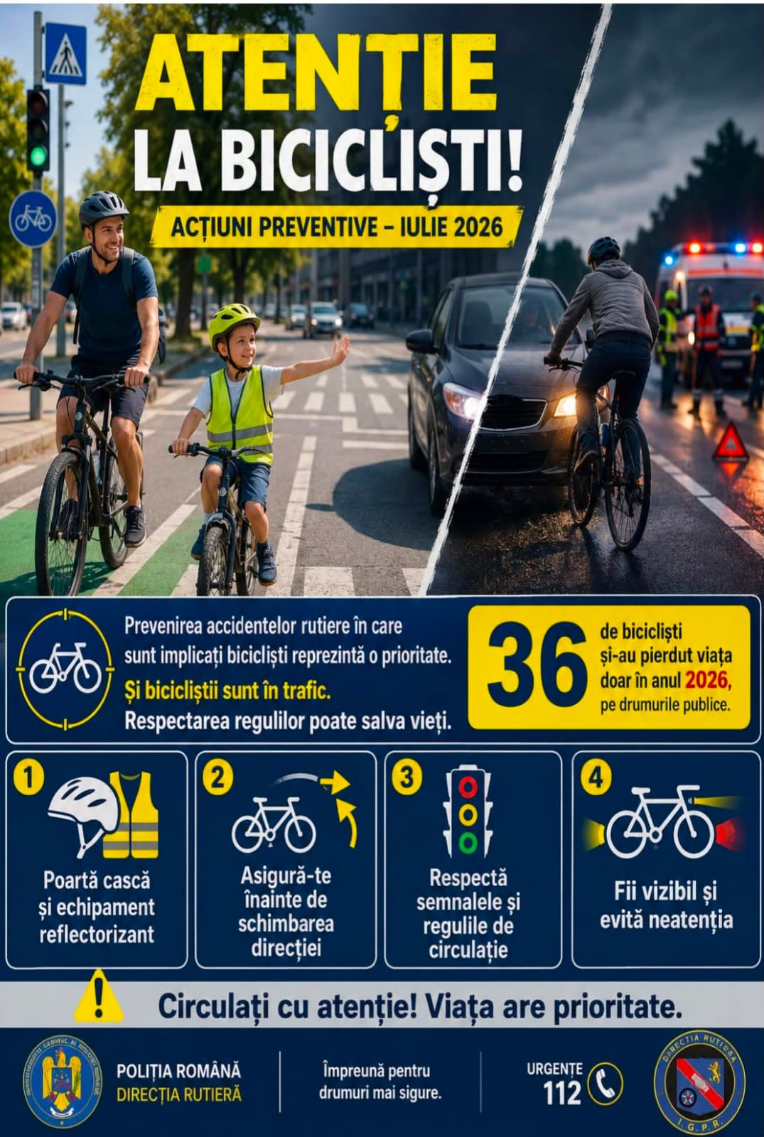 Polițiști verificând pietoni și bicicliști în trafic