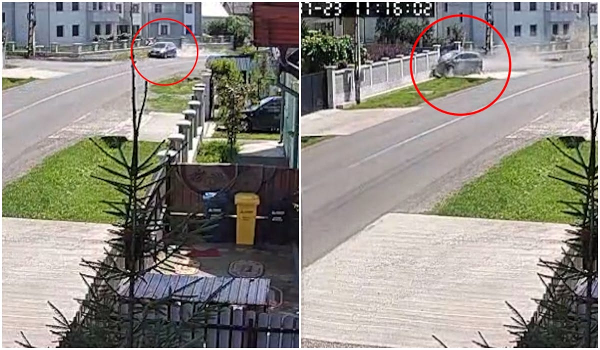 Mașină avariată în impact cu gardul în Satu Mare