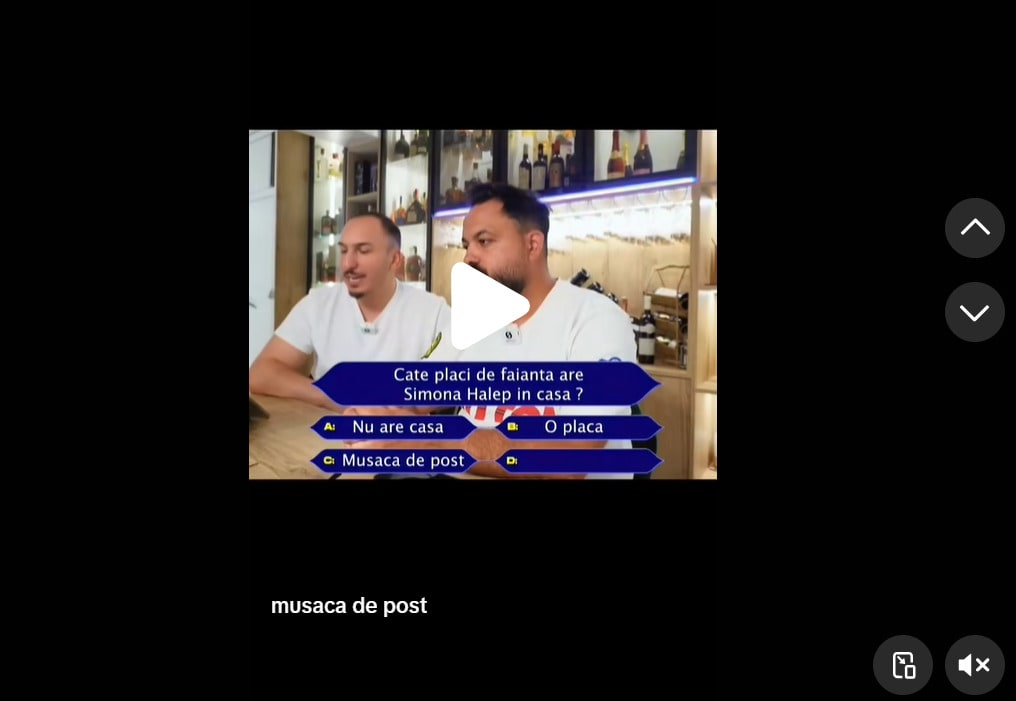 Captură video TikTok cu Simona Halep și gluma virală