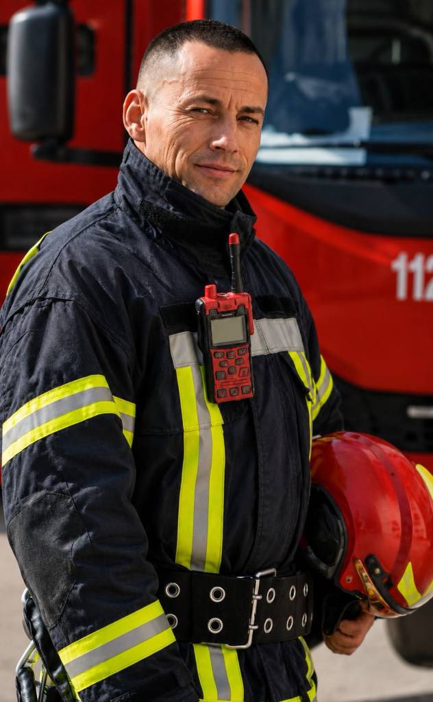 Pompier brașovean aplicând manevre de prim ajutor unui copil
