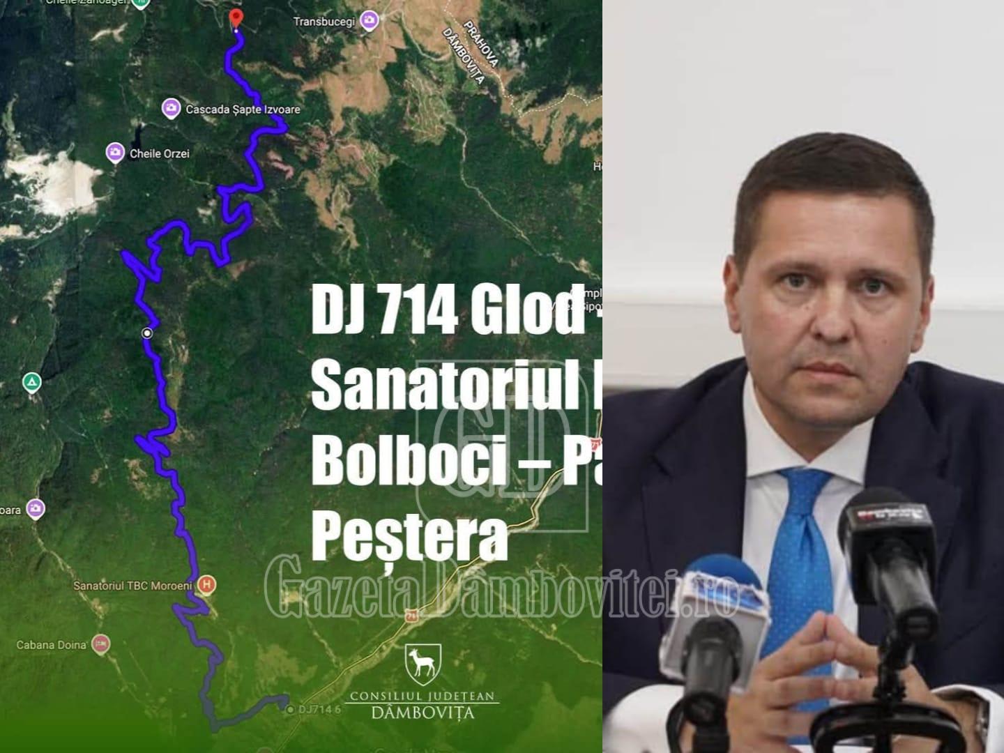Lucrări de asfaltare pe DJ 714 în Dâmbovița