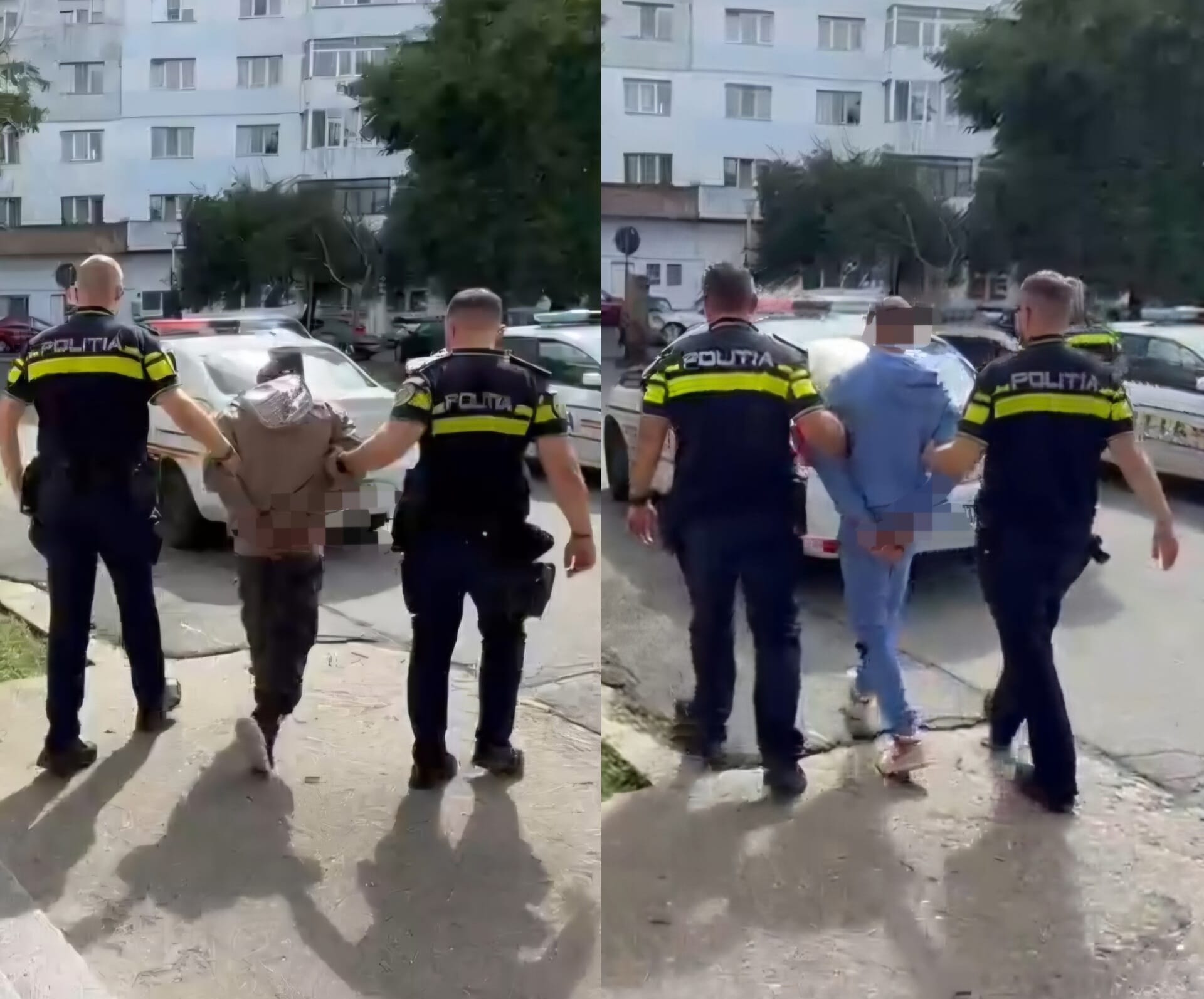 Polițiști din Craiova reținând doi tineri suspectați de furt