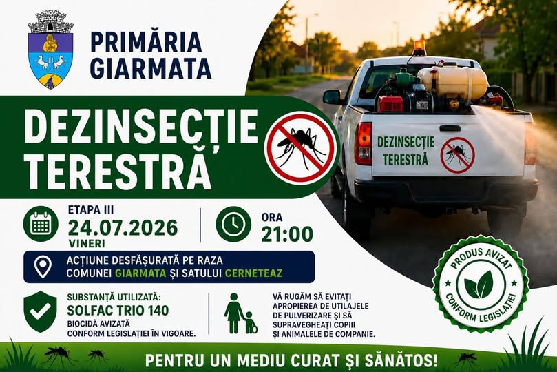 Echipe de dezinsecție în acțiune în Giarmata și Cerneteaz