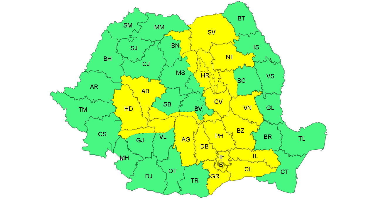 Vânt puternic, ploi torențiale și grindină în sud-vestul Moldovei