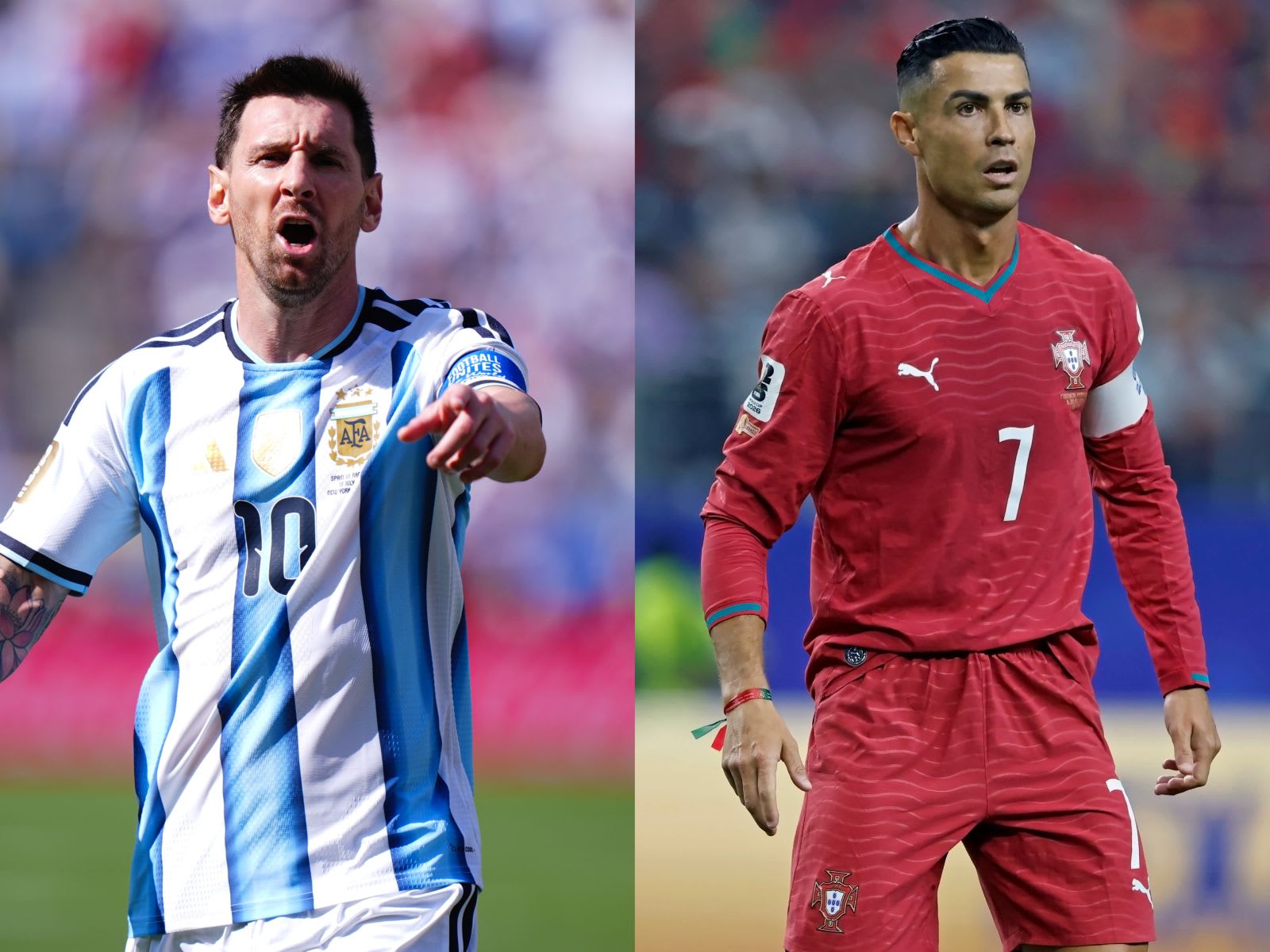 Lionel Messi și Cristiano Ronaldo în acțiune pe teren